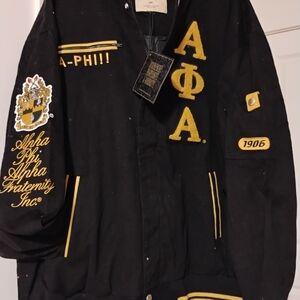 ALPHA PHI ALPHA Divine Nine Men's Black & Gold Varsity Jacket
